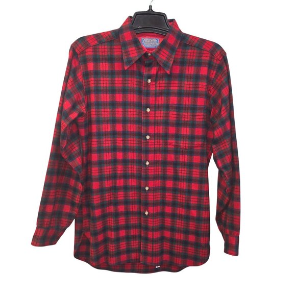 Pendleton Mens Authentic MacDuff Tartan Wool Shirt M Red/Black Plaid Made In USA - Picture 1 of 9